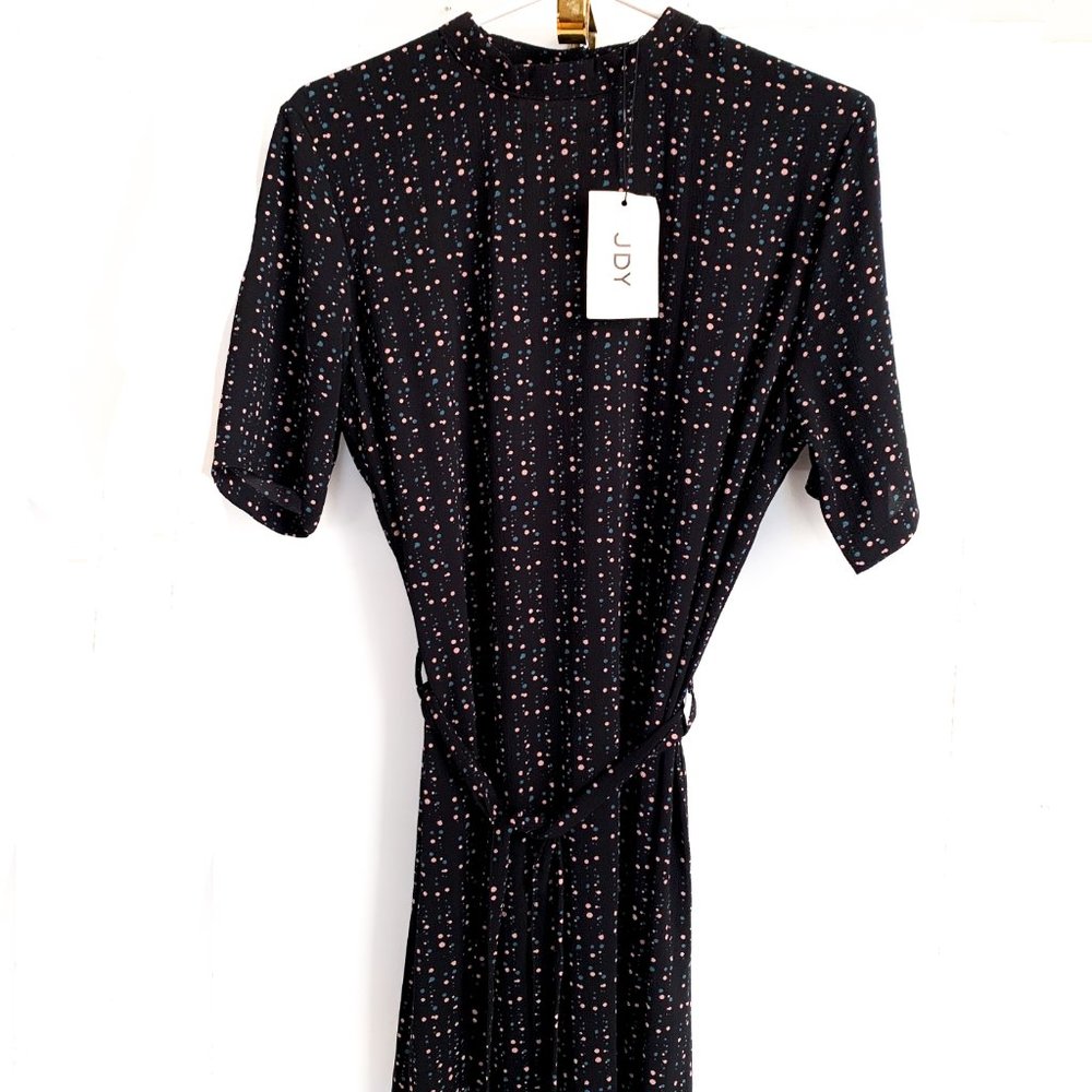 NWT jacqueline de yong piper 2/4 dress black dot 8 - Picture 4 of 10